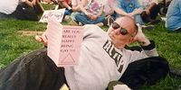Larry Kramer at a protest march in Washington in 1993. (Photo: Peter Staley Facebook)