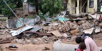 Children left homeless stare at what used to be their home, after the floods in Nhlungwane in Ntuzuma, KwaZulu-Natal. (Photo: Mandla Langa)