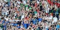 Soccer Football - Euro 2024 - Germany Training  - Ernst-Abbe-Sportfeld, Jena, Germany - May 27, 2024 Germany fans react in the stands during training REUTERS/Karina Hessland