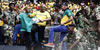  Former African National Congress President Jacob Zuma dances on stage during the party's Election Manifesto Launch at the Moses Mabhida Stadium in Durban on Saturday, 12 January 2019. Cosatu, expects the events to unite the movement and erase factions and divisions that have rocked the province. (Photo by Gallo Images / Phill Magakoe)