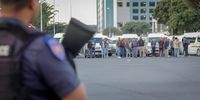 Taxi drivers in the Cape Town CBD on 1 August 2023 when taxi drivers and law enforcement officials clashed over over the impounding of minibuses. (Photo: Gallo Images / ER Lombard)