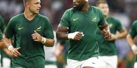 Handre Pollard (left) of South Africa with captain Siya Kolisi during the warm-up before Rugby World Cup 2023 Pool B match against Tonga. (Photo: Steve Haag / Gallo Images)