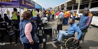 A man in a wheelchair waits his turn to get vaccinated at the Bara taxi rank on 18 August 2021. (Photo: Shiraaz Mohamed)