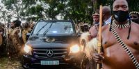 NONGOMA, SOUTH AFRICA - MARCH 17: Burial procession ahead of the funeral for the late King Goodwill Zwelithini to his KwaKhethomthandayo Palace in Nongoma on March 17, 2021 in Nongoma, South Africa. It is reported that mourners have flocked to the Royal Palace to pay their last respects to the King. (Photo by Gallo Images/Darren Stewart)