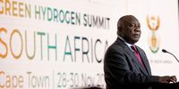 President Cyril Ramaphosa  at the inaugural South Africa Green Hydrogen Summit (SAGHS) at Century City Convention Centre on 29 <br> November 2022 in Cape Town, South Africa. (Photo: Gallo Images/Brenton Geach)