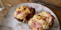 A simple and tasty dish from the app – baked potatoes with ham, cheese and mayo. (Photo: Bianca Coleman)