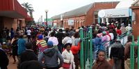 VBS Mutual bank customers at long queues outside the bank , demanding their money in Thohoyandou, Limpopo. PHOTO: ANTONIO MUCHAVE. © SOWETAN