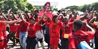 EFF supporters at the People's Park, Durban rally on 8 January 2022. (Photo: Phumlani Thabethe)
