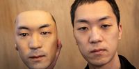 TOKYO, JAPAN - JANUARY 28: Shuhei Okawara, owner of mask shop Kamenya Omote, holding Hyper-realistic face mask poses for a portrait  on January 28, 2021 in Tokyo, Japan. The masks, made by Japanese retailer Kamenya Omote, are modelled on actual people who are paid 40,000 Yen for the right to use their face and are created on a 3D printer before being sold for up to 98,000 Yen. Although providing quite a party piece, unfortunately they don’t offer protection from coronavirus. (Photo by Yuichi Yamazaki/Getty Images)