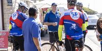 City of Cape Town mayor Geordin Hill-Lewis (centre back) canvasses people in the streets of Kalk Bay during  final voter registration weekend at Kalk Bay Civic Centre on 4 February 2024. (Photo: Gallo Images / ER Lombard)