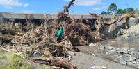 Debris and uprooted trees blocked part of the damaged bridge. (Photo: Mkhuseli Sizani)