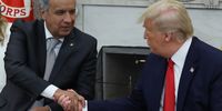 Then US President Donald Trump shakes hands with then President of Ecuador, Lenín Moreno, during a meeting in the Oval Office at the White House, on 12 February 2020 in Washington, DC. (Photo: Mark Wilson / Getty Images)