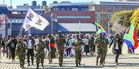 Operation Dudula members march in military regalia in Johannesburg on 17 July 2025. (Photo: OJ Koloti / Gallo Images)