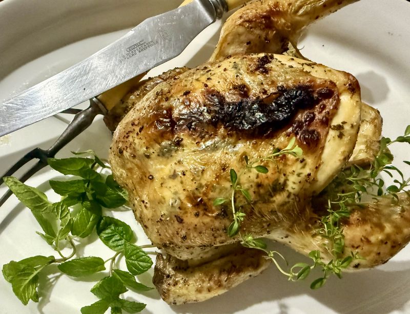 AirFryday: Roast chicken with thyme-mint butter