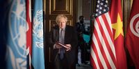 Prime Minister Boris Johnson chairs a session of the UN Security Council on climate and security at the Foreign, Commonwealth and Development Office on 23 February 2021 in London, England. (Photo: Stefan Rousseau / WPA Pool / Getty Images)
