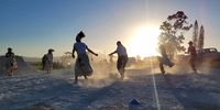 Riel dancers at sunset at the Caledon Wildflower Garden and Reserve. Image: Grant Kimber