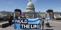 WASHINGTON, DC - SEPTEMBER 27: Hold the Line to Build Back Better! rally at the U.S. Capitol Building on September 27, 2021 in Washington, DC. "Hold the Line" encourages members of Congress to pass President Biden's entire Build Back Better recovery package. (Photo by Paul Morigi/Getty Images for MoveOn)