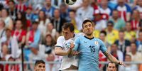 Matias Vecino of Uruguay (R) and Artem Dzyuba of Russia in action during the FIFA World Cup 2018 group A preliminary round soccer match between Uruguay and Russia in Samara, Russia, 25 June 2018. EPA-EFE/TATYANA ZENKOVICH 