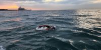 Troy Mayers starts his channel swim. Image: Supplied