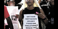 Student demonstrators from the University of Cape Town marching to Parliament. (Photo: Ernst Calitz)