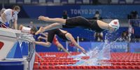 Sumeyye Boyaci TUR dives in at the start of the Swimming Womens 200m Freestyle S5 final in the Tokyo Aquatics Centre.  Tokyo 2020 Paralympic Games, Tokyo, Japan, Wednesday 25 August 2021.  (Photo: EPA-EFE/Joel Marklund