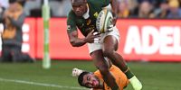 Makazole Mapimpi of the Springboks in action during the Rugby Championship Test match between the Australian Wallabies and the South African Springboks at Adelaide Oval in Adelaide, Australia, 27 August 2022. (Photo: EPA-EFE/James Ross)