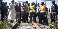 Minister of Transport Fikile Mbalula inspects the railway line near Langa Station, Cape Town. (Photo: Brenton Geach)