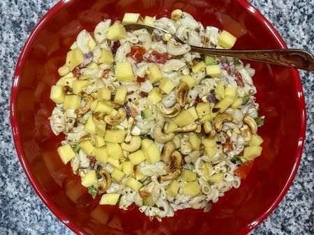 Salad Days: Perky macaroni salad with mozzarella and toasted cashews