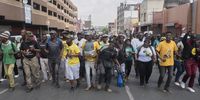 ANC supporters as they march from Mary Fitzgerald Square in Newtown Johannesburg to the Zondo Commission in Braamfontein, Johannesburg to hand over a memorandum. The march was organised by the MKMVA in support of Jacob Zuma,  RET interests and Ace Magashule's attempted arrest.<br>Photo / Shiraaz Mohamed