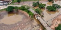 An aerial image of a broken section of the Griffiths Mxenge Highway next to Umlazi after floods wreaked havoc in Durban. 13 April 2022.<br>Photo: Shiraaz Mohamed.