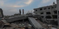 Palestinians inspect the rubble of their destroyed house following Israeli strikes in Deir Al-Balah town, central Gaza Strip, 16 May 2023. Israel and Islamic Jihad movement agreed to an Egyptian-brokered truce late on 13 May. Israel has carried out several attacks against the military leadership of the Palestinian Islamic Jihad movement, in retaliation to rockets being fired towards Israel from the Gaza Strip.  EPA-EFE/MOHAMMED SABER