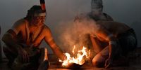 Kaurna Country people perform a traditional ceremony during the meeting of the Joint Council on Closing the Gap at Tandanya National Aboriginal Cultural Institute in Adelaide, Australia, 23 August 2019. The Joint Council on Closing the Gap is holding its second meeting in Adelaide, continuing the co-design process towards refreshing the Closing the Gap targets and an agreed path that is aimed at delivering better life outcomes and opportunities for indigenous Australians.  EPA-EFE/DAVID MARIUZ 