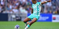 Manie Libbok of South Africa takes the kick during the Rugby World Cup against Scotland. Libbok has had mixed fortunes in converting kicks into points during the 2023 campaign. (Photo: Franco Arland / Quality Sport Images / Getty Images)