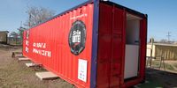 A Swimming Survival Centre, a 12m shipping container modified to house a small pool, changing room and office. Image: Supplied